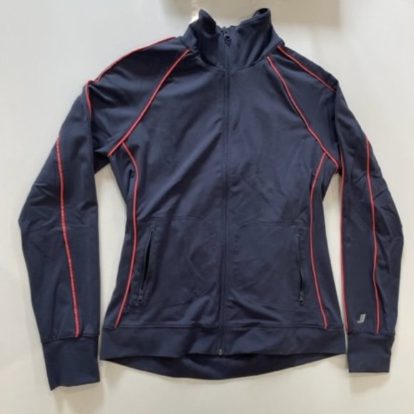 JOE FRESH Athletic Spandex Jacket ~ Dark Gray with Coral Piping ~ Size Small - Picture 1 of 15